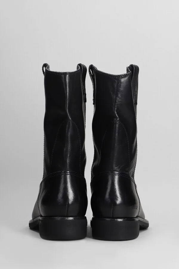 Biker Ankle Boots In Black Leather - Image 4