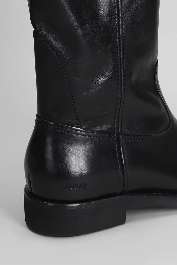 Biker Ankle Boots In Black Leather - Image 5