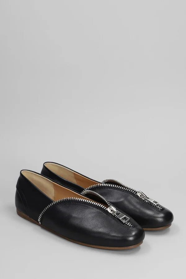 Biker Ballerina Ballet Flats In Black Leather - Image 2