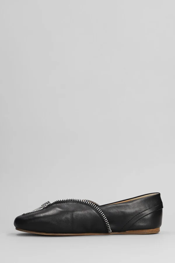 Biker Ballerina Ballet Flats In Black Leather - Image 3