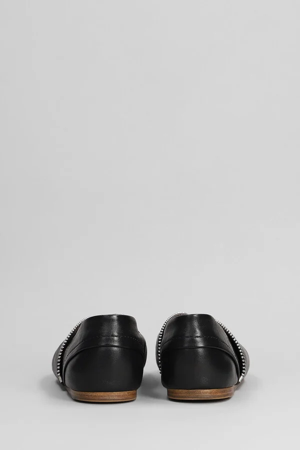 Biker Ballerina Ballet Flats In Black Leather - Image 4