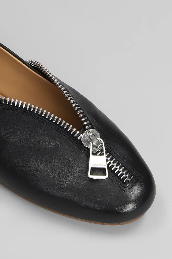 Biker Ballerina Ballet Flats In Black Leather - Image 5