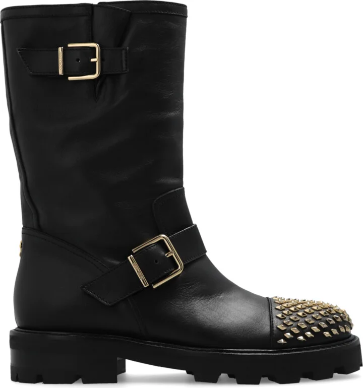 ‘Biker II’ Studded Ankle Boots, , - Black