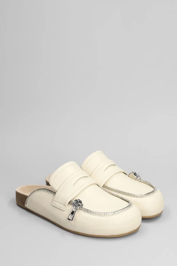 Biker Loafer Slipper-mule In Beige Leather - Image 2