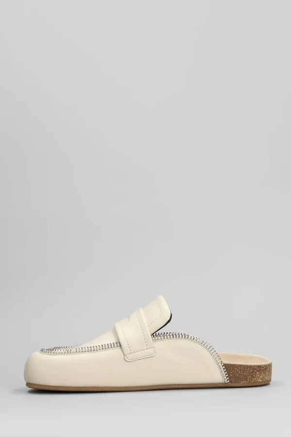 Biker Loafer Slipper-mule In Beige Leather - Image 3