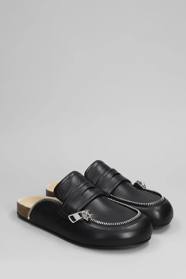 Biker Loafer Slipper-mule In Black Leather - Image 2