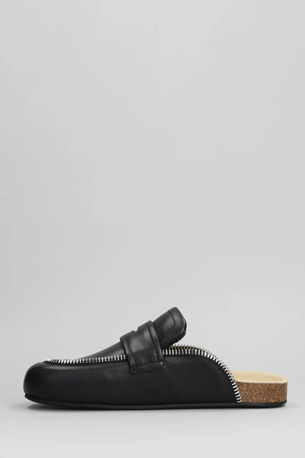 Biker Loafer Slipper-mule In Black Leather - Image 3