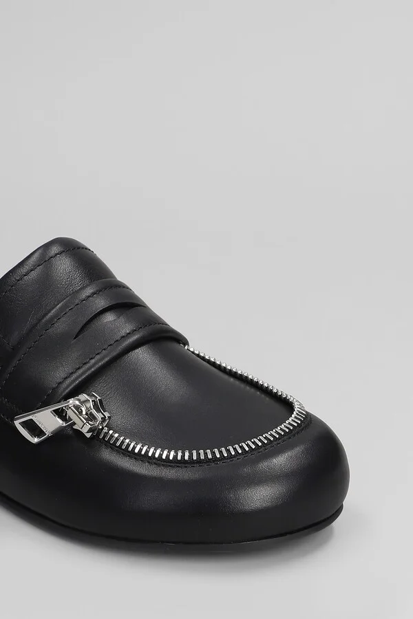 Biker Loafer Slipper-mule In Black Leather - Image 5
