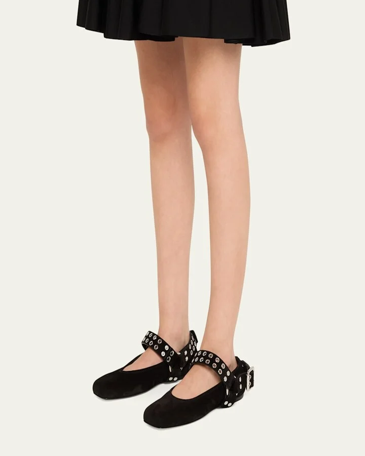 Biker Suede Ballerina Flats - Image 2