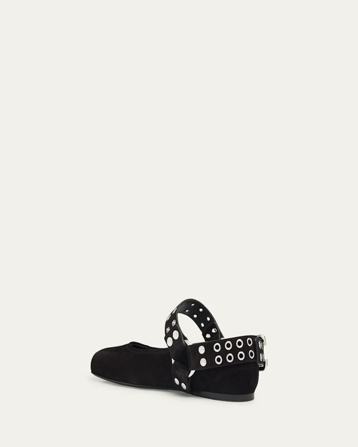 Biker Suede Ballerina Flats - Image 3