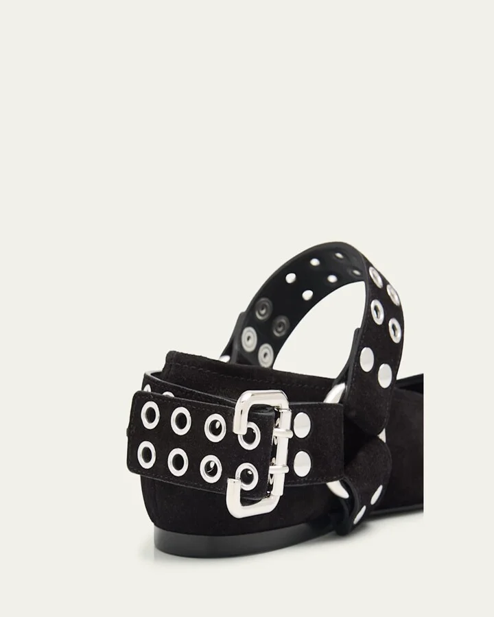 Biker Suede Ballerina Flats - Image 5