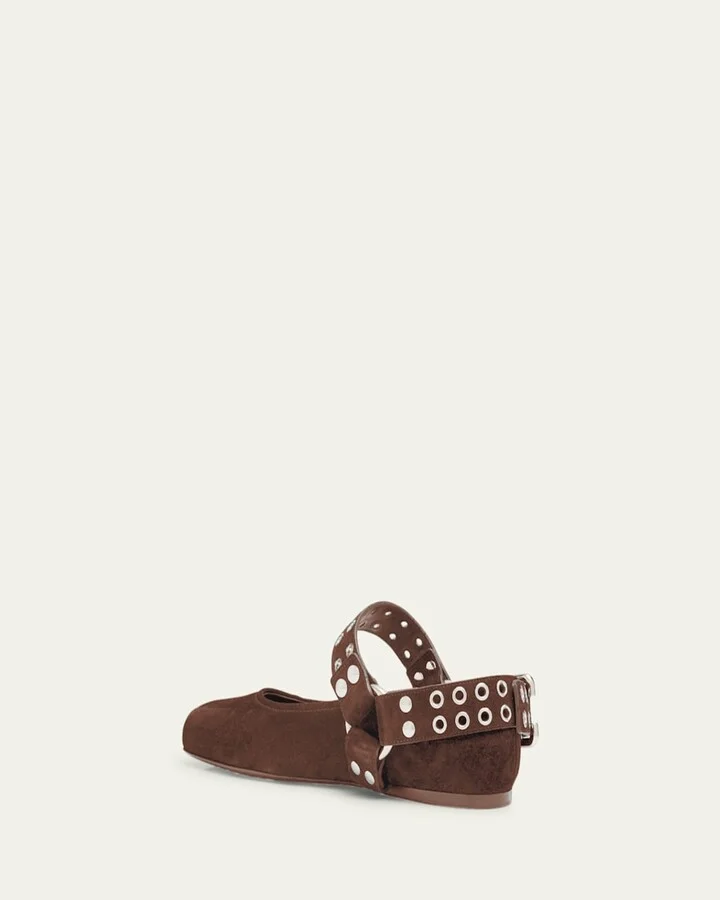 Biker Suede Ballerina Flats - Image 11