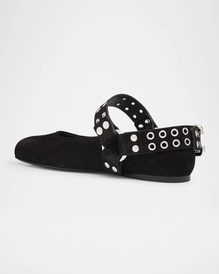 Biker Suede Ballerina Flats - Image 3