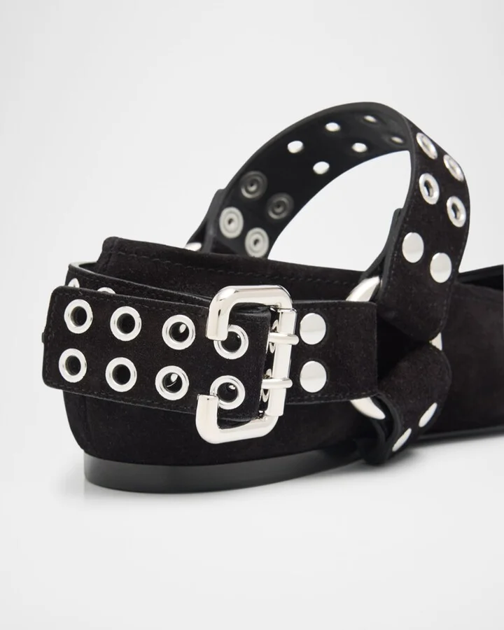 Biker Suede Ballerina Flats - Image 6