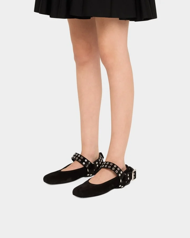 Biker Suede Ballerina Flats - Image 8