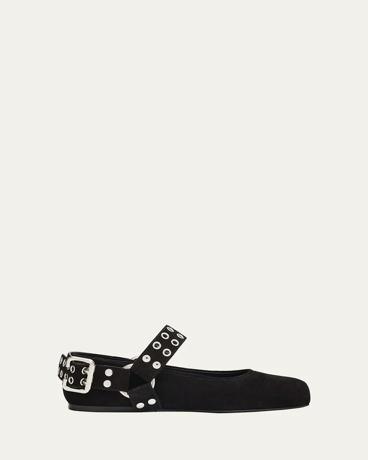 Biker Suede Ballerina Flats