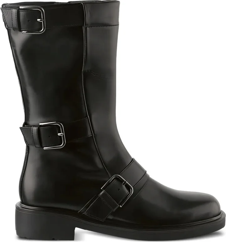 Billie buckle-embellished leather biker boots