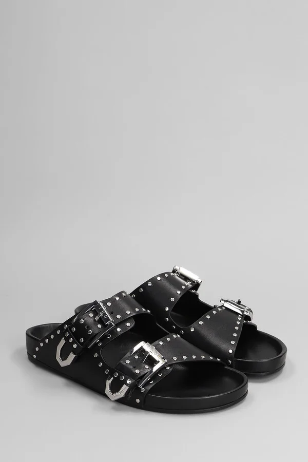Billie Flats In Black Leather - Image 2