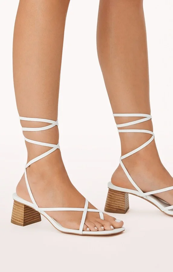 Billini Carmela Wrap Up Heel ~ White Natural - Image 4