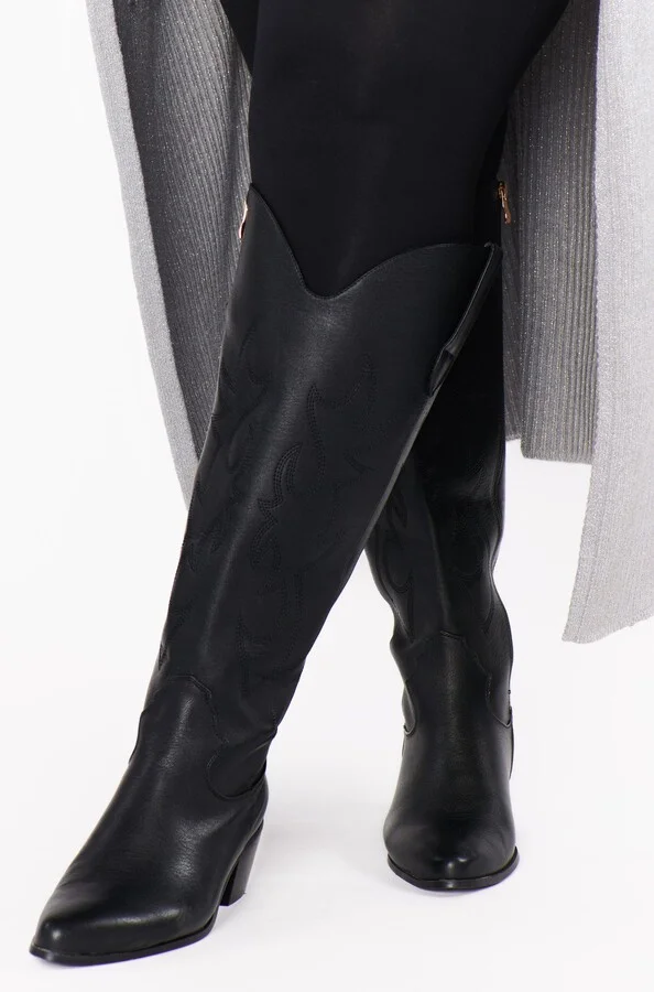 Billini Urson Extra Wide Calf Cowboy Boot ~ Black - Image 2