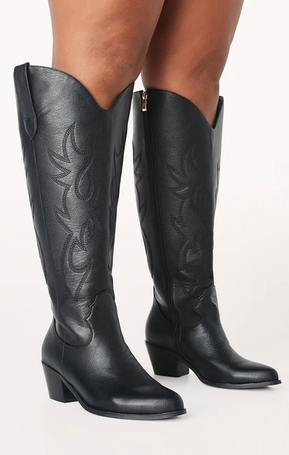 Billini Urson Extra Wide Calf Cowboy Boot ~ Black - Image 4