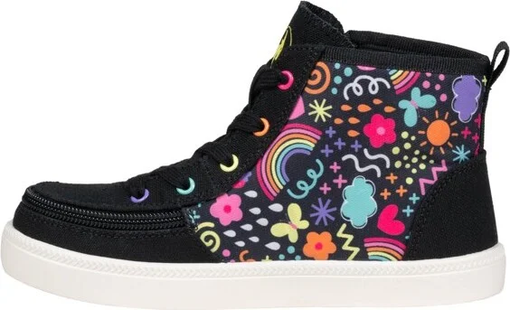 BILLY Footwear Kids' Haring Graphic Printed Sneakers - Black : Canvas, Zipper & Lace Up, Memory Foam Insole - Image 2