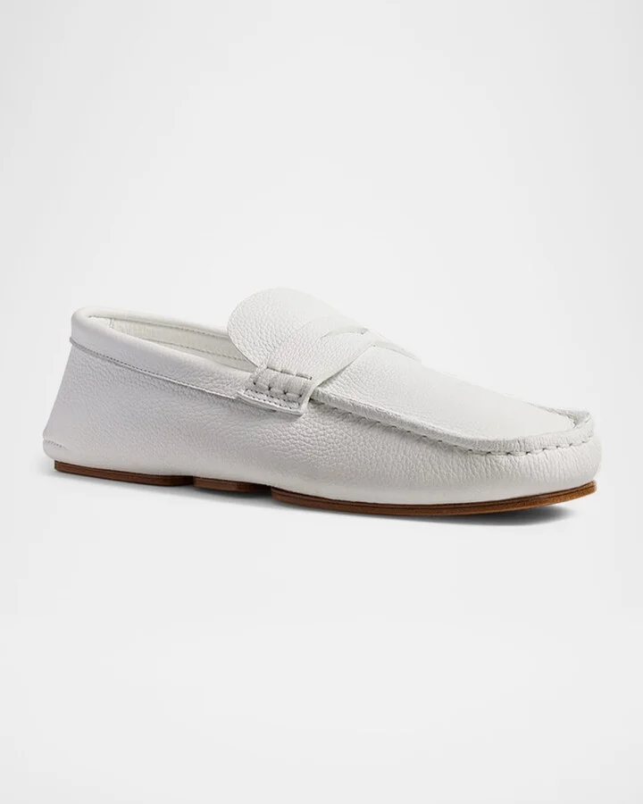 Billy Grained Leather Moc-Toe Penny Loafers - Image 5