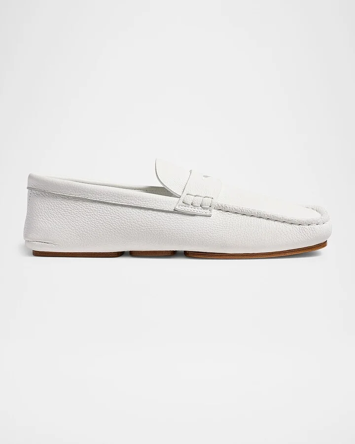 Billy Grained Leather Moc-Toe Penny Loafers