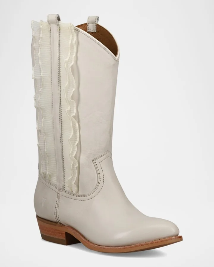 Billy Leather Ruffle Western Boots - Image 2