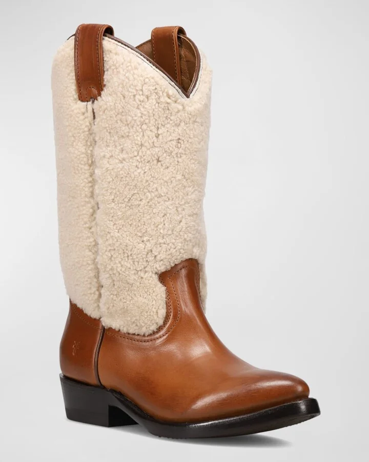 Billy Leather Shearling Cowboy Boots - Image 6