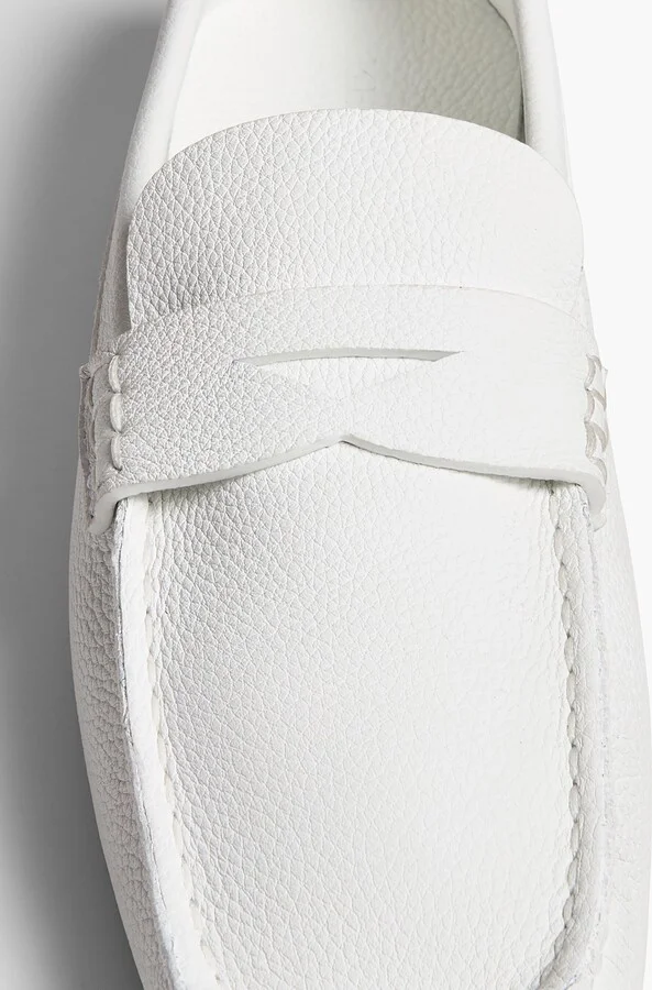 Billy Loafer in Optic White Pebbled Leather - Image 4