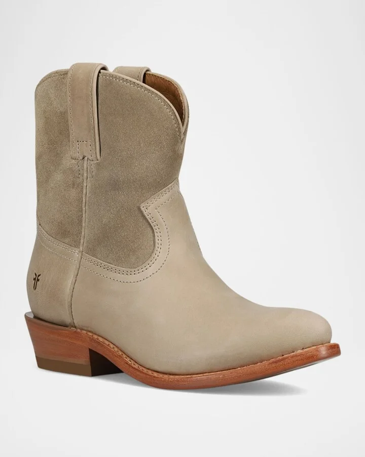 Billy Mixed Leather Western Short Boots - Image 3
