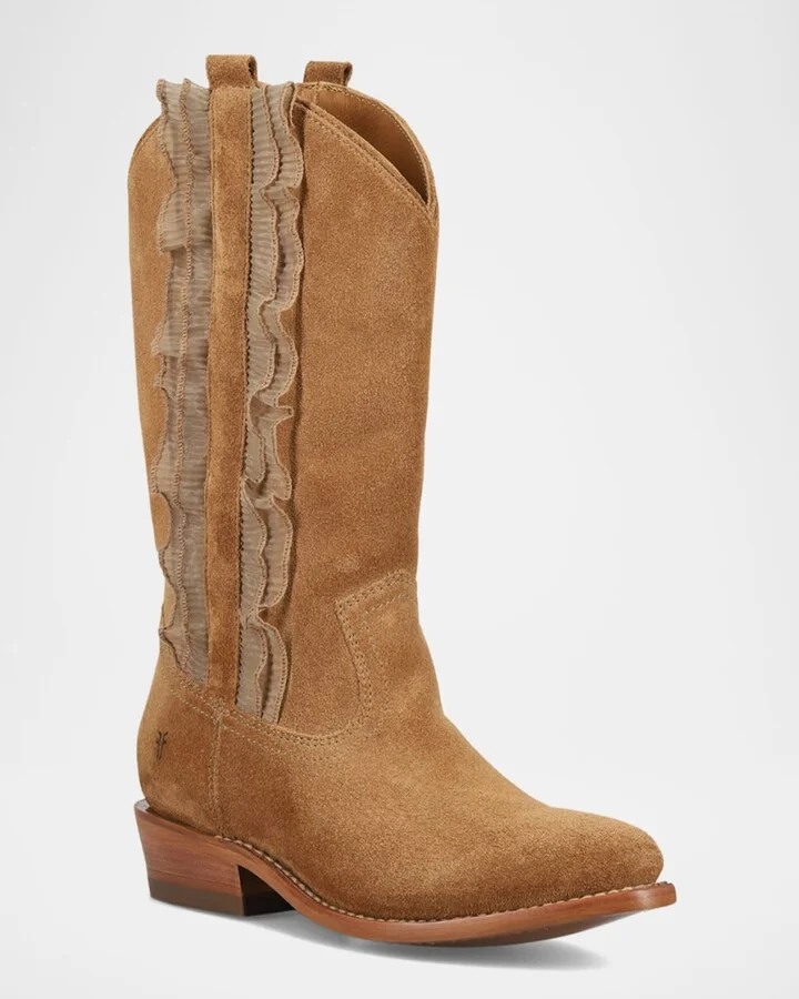 Billy Suede Ruffle Western Boots - Image 2