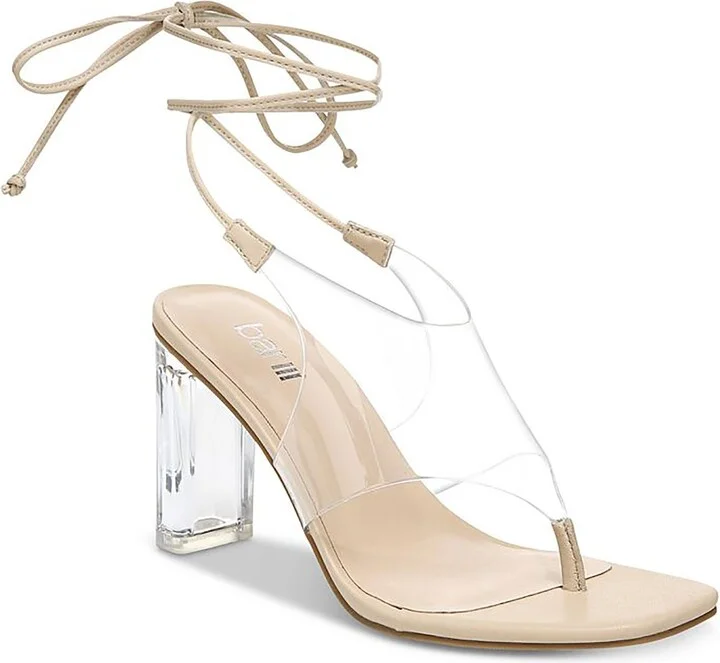 Bimini Womens Vinyl Lucite Heel Lace-Up Heels