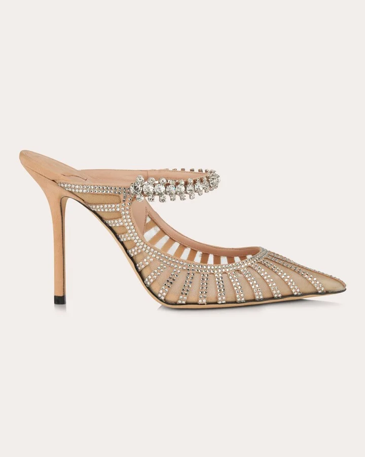 Bing 100 Crystal-Embellished Suede Mesh Mule