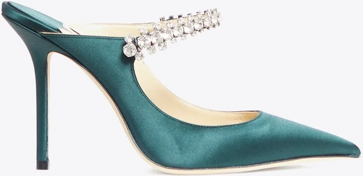 Bing 100 Satin Crystal-Strap Mules
