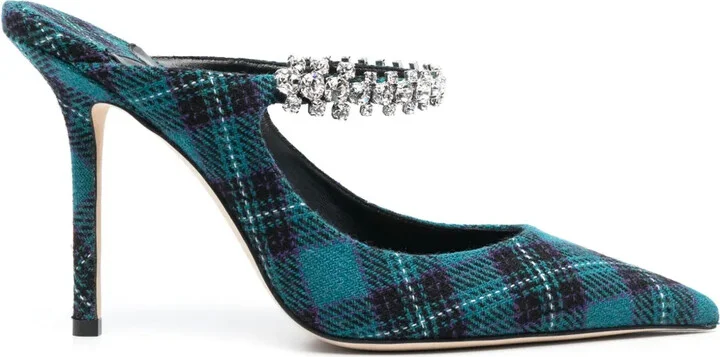 Bing 100mm tartan mules