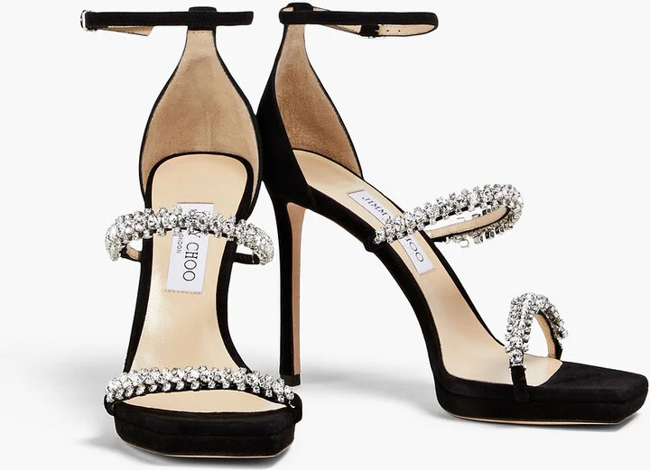 Bing 105 crystal-embellished suede platform sandals - Image 2