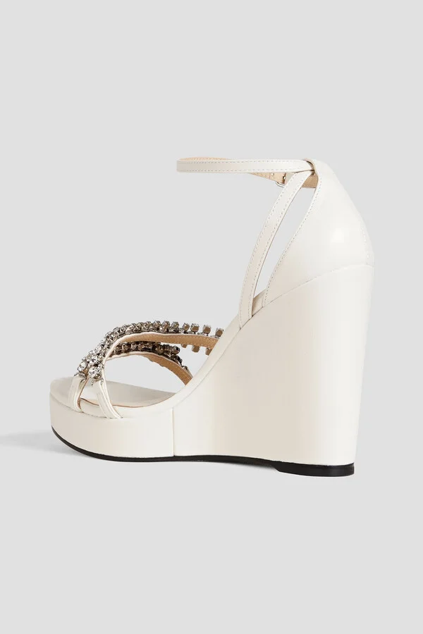 Bing 120 crystal-embellished leather wedge sandals - Image 3