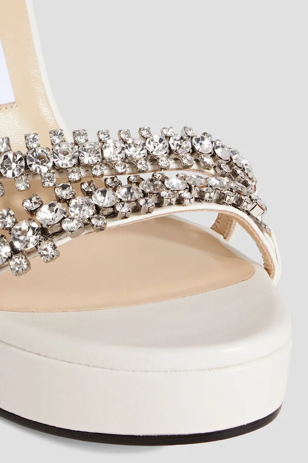 Bing 120 crystal-embellished leather wedge sandals - Image 4