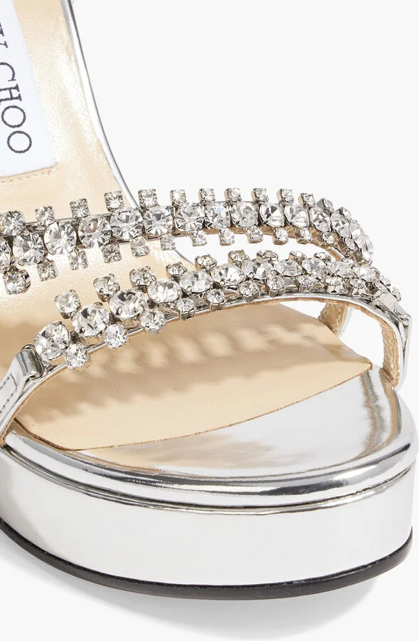 Bing 120 crystal-embellished mirrored-leather wedge sandals - Image 4