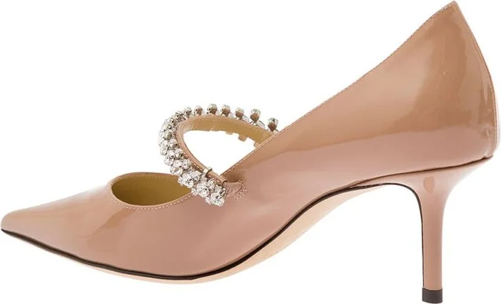 'Bing' Pink Pumps With Crystal Embellishment In Patent Leather Woman - Image 3