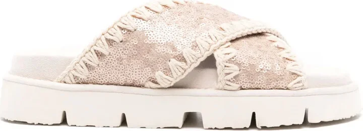 Bio Criss-Cross sequin-embellished sandals