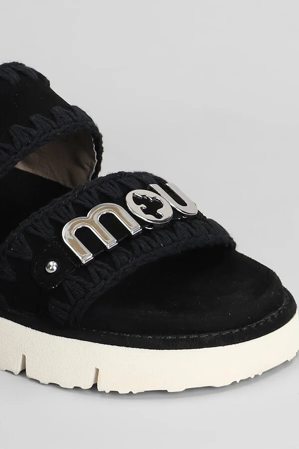 Bio Sandal Flats In Black Suede - Image 5