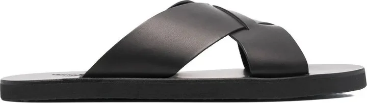 Bios cross-strap leather slides