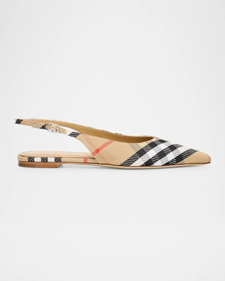 Birdie Check Slingback Ballerina Flats