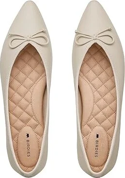 Birdies Goldfinch Leather Flat Women's Shoes Ecru Leather : 5.5 M, Nappa - Image 2