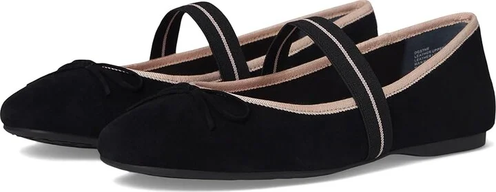 Birdies Hummingbird Mary Jane Suede Flat Women's Shoes Black : 5 M