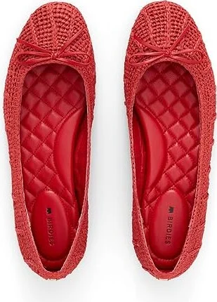Birdies Hummingbird Raffia Flat Women's Shoes Red : 10 M, Leather - Image 2