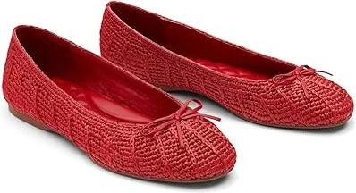 Birdies Hummingbird Raffia Flat Women's Shoes Red : 10 M, Leather
